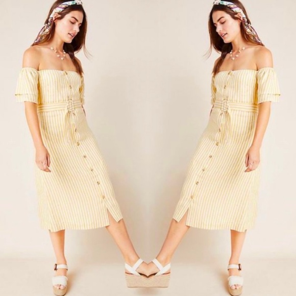 Anthropologie first Monday dress linen summer yellow